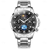 voordelige Quartz-horloges-olevs 9807 herenhorloge modetrend multifunctioneel origineel sterrenhemel waterdicht maanfase horloge luxe merk heren quartzhorloge