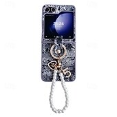 preiswerte Samsung-Handyhülle-Handy Hülle Handyhüllen Für Samsung Galaxy Z Flip 6 Z Flip 5 Z Flip 4 Z Flip 3 Rückseite mit Handschlaufe Stoßresistent Retro PC PU-Leder