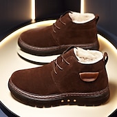 abordables Botas de invierno y nieve-Botines de ante sintético marrón para hombre con forro de felpa cálido y suela antideslizante, ideales para usar al aire libre en invierno.