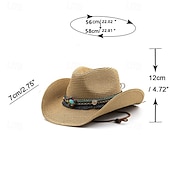 Недорогие Мужские головные уборы-Муж. Соломенная шляпа Шляпа от солнца Ковбойская шляпа Шляпа Fedora Trilby Черный Белый Соломенная веревка Старинный Мода 18-ый век штат Техас Повседневные Тематическая вечеринка
