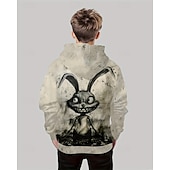 billiga Pojkens 3D-djur-Pojkar 3D Grafisk Kanin Huvtröja Långärmad Vår Höst Mode Streetwear Barn 4-12 år Huva Utomhus Ledigt Dagligen Normal