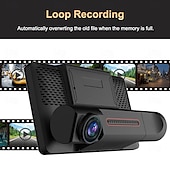 cheap Car DVR-HD Car Dash Camera 3 Cameras 4 Inch LCD Backlit Display 360 Degree Rotatable 170 Degree Wide Angle Night Vision Auto Storage 1080P Car DVR