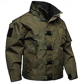 cheap Men&#039;s Jackets &amp; Coats-Men&#039;s Military Jacket Hiking Jacket Tactical Jacket Sports Outdoor Camping &amp; Hiking Waterproof Windbreaker Zipper Pocket Winter Spring &amp;  Fall Solid Color Active Sports &amp; Outdoors Hooded Regular
