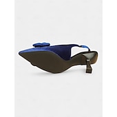 economico Semi-formale-scarpe col tacco a spillo in velluto blu da donna con cinturino posteriore e fiocco – eleganti tacchi alti per eventi formali e feste