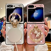 お買い得  サムスン用ケース-電話 ケース 用途 Zフリップ6 Z Flip 5 Z Flip 4 Z Flip 3 バックカバー スタンド付き 磁石バックル ワイヤレス充電をサポート レトロ風 TPU PC