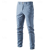 economico Pantaloni Elite da Uomo-Per uomo Chinos Bottoni Tasca Tinta unica Traspirante Indossabile Lunghezza intera All&#039;aperto Casuale Quotidiano Elegante Semplice Nero Giallo Micro-elastico