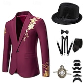 levne oblečení-Retro Řvoucí 20s 20. léta 20. století Úbory Vesta Sada příslušenství Gentleman Pánské předvečer Všech svatých Karneval Nový rok Večírek Plesová maškaráda Silvestr Dospělé Nákrčník Kabát Vesta Celý rok