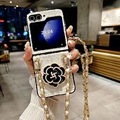 Недорогие Чехлы для Samsung-телефон Кейс для Назначение Z-флип 6 Z Flip 5 Z Flip 4 Z Flip 3 Кейс на заднюю панель с ремешком Защита от удара Ретро текстильный ТПУ