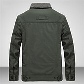 preiswerte Cargo-Jacken-Herren Winterjacke Fleecejacke Freizeitjacke Täglich Urlaub warm Tasche Vlies Herbst Winter Glatt Modisch Strassenmode Kargen Standard Khaki Armeegrün Dunkelblau Jacken