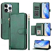 Недорогие Чехлы для iPhone-Чехол для iPhone 16 Pro Max Plus iPhone 15 Pro Max Plus iPhone 14 13 12 11 Pro Max Plus X XR XS бумажник с подставкой молния полная защита тела ретро TPU PU кожа