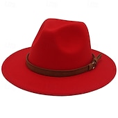 olcso Fedora kalap-Férfi Kentucky Derby Hat Szalmakalap Cowboy kalap Fedora Trilby kalap Fekete Fehér Gyapjú Régies stílus Divat 18. század Texas állam Napi Témakör Egyszínű / Sima szín Fényvédő Szerepjáték