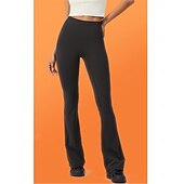 economico Pantaloni a zampa da donna-Per donna Ghette Casuale / sportivo Lunghezza intera A vita alta Tinta unica Traspirabilità Comodo Media elasticità Interni Nero Grigio Autunno Inverno magro