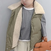 billiga Girl&amp;#39;s Downs &amp;amp; Pufferjacka-Barns Flickor Västkappa Ärmlös Svart Vit Gul Ensfärgat Ficka Höst Vinter Neutral Skola 4-12 år