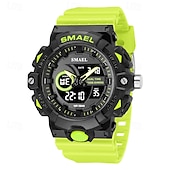 abordables Relojes digitales-Reloj electrónico de cuarzo Smael de nueva moda para hombre, con decoración deportiva y de ocio, luz nocturna, resistente al agua, calendario, pantalla semanal, reloj despertador para hombre
