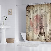economico Tende doccia-Tenda da doccia con ganci 180cm*180cm (70&quot;*70&quot;) in poliestere lavabile impermeabile modello decorativo per bagno e vasca torre Eiffel vintage