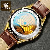 tanie Zegarki mechaniczne-OLEVS Męskie zegarek mechaniczny Moda Na codzień Zegarek na rękę Nakręcanie automatyczne Wyświetlanie faz księżyca Świecący WODOSZCZELNOŚĆ Skóra Zobacz