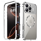 Недорогие Чехлы для iPhone-телефон Кейс для Назначение iPhone 16 Про Макс Плюс айфон 16 плюс Айфон 15 Про Макс Плюс iPhone 14 Pro Max iPhone 13 Pro Max Магнитный адсорбционный футляр С Магсейф со стендом Прозрачный Магнитный