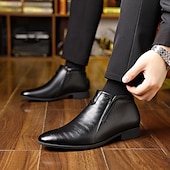 tanie Ubierz buty-męskie botki ze skóry ekologicznej z zamkiem błyskawicznym z boku - eleganckie, formalne buty do biura i na specjalne okazje