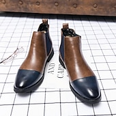 levne Boty Chelsea-pánské dvoubarevné chelsea boots z umělé kůže – stylové nazouvací kotníkové boty s čepicí a elastickými panely pro běžné i formální příležitosti