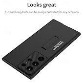 cheap Samsung Cases-Phone Case For Samsung Galaxy S24 Ultra S23 Ultra S22 Ultra S25 Ultra Back Cover with Stand Holder Support Wireless Charging Shockproof PC
