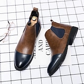 levne Boty Chelsea-pánské dvoubarevné chelsea boots z umělé kůže – stylové nazouvací kotníkové boty s čepicí a elastickými panely pro běžné i formální příležitosti