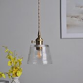 ieftine Lumini pandantive-Mini pandantiv din sticlă transparentă cu întrerupător lampă vintage rustică mică pandantiv lumina retro fermă pandantiv iluminat decorativ pandantiv pentru hol noptieră peste masă