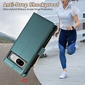 abordables Otras carcasas-teléfono Funda Para Píxel 9 Pro Pixel 9 Pro XL Pixel 8 Pro Pixel 8 Píxel 9 Pixel 7 Pixel 7 Pro Pixel 6 Pixel 6 Pro Funda Trasera con Soporte Cremallera con cordón Retro TPU Cuero de PU