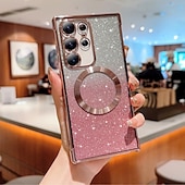 abordables Carcasas Samsung-teléfono Funda Para S24 S24 Ultra Plus S24 FE S23 S22 S21 S20 Ultra Plus FE S25 Ultra Funda Trasera Magnética Soporte de carga inalámbrica Antigolpes Retro Enchapado