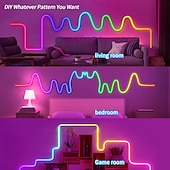 voordelige Neon LED-verlichting-RGB led neon touwlicht, 1,6-16ft USB 5V kleurveranderende stripverlichting met app- en muziekbediening, IP65 waterdicht voor slaapkamer- en feestdecoratie 1 st.