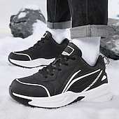preiswerte Winter- und Schneestiefel-Schwarze Laufschuhe für Herren mit Fellfutter, warme Wintersportschuhe für Outdoor-Sport und Freizeit