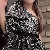 baratos Vestidos de Festa-Infantil Para Meninas Vestido de festa Côr Sólida Manga Longa Espetáculo Com Transparência Princesa Doce Com Transparência Longuette Vestido da bainha Vestido De Tule Verão Primavera Outono Crianças