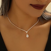 billige Halskjeder-Anheng Halskjede Rhinstener Dame Elegant Søt Klassisk Hjerte Bryllup Dråper Hjerteform Halskjeder Til Bryllup Fest Valentinsdag