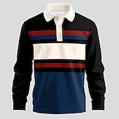 Miesten Raidoitettu Rugby poolopaidat Pitkähihainen Poolopaidat Kaulus Business Casual Muodollinen Loma Arkikäyttö 3D-tulostus Napit Kevät Syystalvi Sininen halpa Miesten rugby poolo-Miesten Raidoitettu Rugby poolopaidat Pitkähihainen Poolopaidat Kaulus Business Casual Muodollinen Loma Arkikäyttö 3D-tulostus Napit Kevät Syystalvi Sininen