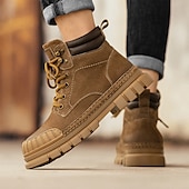 baratos Botas de trabalho-Homens Botas Botas de trabalho Couro Premium Confortável Antiderrapante Com Cadarço Amarelo Cáqui
