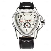 cheap Mechanical Watches-Jargar Top Brand Automatic Mechanical Men Army Triangle Calendar 24 hour Dial Real Leather Sport Wrist Watch