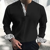 abordables Chemises habillées pour hommes-Homme Chemise Tunique Motif Léopard Casual du quotidien Noir Blanche Beige manche longue Mao Printemps Automne Vêtement Tenue