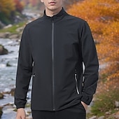abordables Softshell, polares y chaquetas de montaña-Hombre Chaqueta Softshell Chaqueta para senderismo Al aire libre Resistente al Viento Resistente al Agua Chaqueta cortavientos Viaje Gris oscuro Negro
