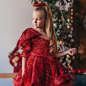baratos Vestidos de Festa-Infantil Para Meninas Vestido de festa Côr Sólida Manga Longa Espetáculo Com Transparência Princesa Doce Com Transparência Longuette Vestido da bainha Vestido De Tule Verão Primavera Outono Crianças