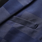 cheap Men's Classic Blazers-Men's Blazer Business Cocktail Party Wedding Party Fashion Casual Spring &amp;  Fall Polyester Jacquard Pocket Buttons Comfortable Single Breasted Blazer Black Burgundy Dark Navy