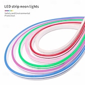 voordelige Neon LED-verlichting-5m waterdichte led neon buislamp, flexibele stripverlichting enkele kleur voor binnen en buiten decoratief 12v eu/uk/us/au stekker