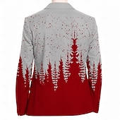 levne Vánoční scéna Outwear-Vánoce Pánské Les Kabát Sako Prodyšné Pohodlné umělecké Na běžné nošení Párty večerní šaty Denní Festival Knoflíky 3D tisk Multi kapsa Podzim zima Přehnutý Dlouhý rukáv Rubínově červená Vodní modrá