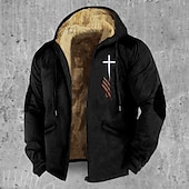 preiswerte Fleece-Sweatshirts-Herren Sweatjacke Kapuzenshirt mit durchgehendem Reißverschluss Fuzzy-Sherpa Fleecejacke Fleece-Hoodie Schwarz Armeegrün Blau Braun Khaki Mit Kapuze Graphic Reißverschluss Zip Tasche Sport &amp; Natur