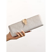 cheap Clutches &amp; Evening Bags-Women&#039;s Velvet Clutch Bag with Gold Feather Accent and Chain Strap - Elegant Evening Bag for Formal Events and Parties
