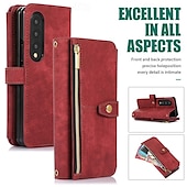baratos Capa Samsung-telefone Capinha Para Dobra Z 6 Z Fold 5 Z Fold 4 Z Fold 3 Capa traseira Com Suporte Zíper com cordão Retro TPU Couro PU