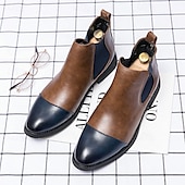 levne Boty Chelsea-pánské dvoubarevné chelsea boots z umělé kůže – stylové nazouvací kotníkové boty s čepicí a elastickými panely pro běžné i formální příležitosti