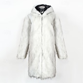 billiga Herrjackor och -rockar-Herr Vinterjacka Fleece-jacka Fuskpälskappa Dagligen Semester Håller värmen Håller värmen Fleece Höst vinter Leopardtryck Mode Streetwear Huva Lång Svart Vit Gul Jacka