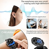 abordables Relojes inteligentes-Auriculares Bluetooth 2 en 1 TWS para hombre 2024, reloj inteligente con llamadas Bluetooth, control de la salud deportiva, relojes inteligentes para mujer