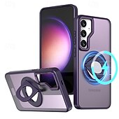 Недорогие Чехлы для Samsung-телефон Кейс для Назначение S25 Ультра Кейс на заднюю панель Магнитный Поддержка беспроводной зарядки Кольцо Пряжка Ретро ТПУ Акрил