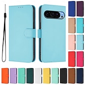 זול תיק טלפון אחר-טלפון מגן עבור Pixel 9 Pro Pixel 9 Pro XL Pixel 8 Pro Pixel 8 פיקסל 9 Pixel 7 Pixel 7 Pro Pixel 6 Pixel 6 Pro כיסוי הפוך עם מעמד עם רצועת יד חריץ לכרטיס רטרו TPU עור PU