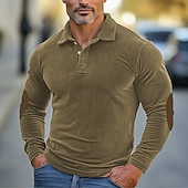 abordables Polo clásico para hombre-Hombre Camisa de Pana Casual Deportes Diseño Manga Larga Moda Básico Bloque de color Retazos Botón Primavera Otoño invierno Ajuste regular Ejército verde Té Azul marinero Gris Camisa de Pana